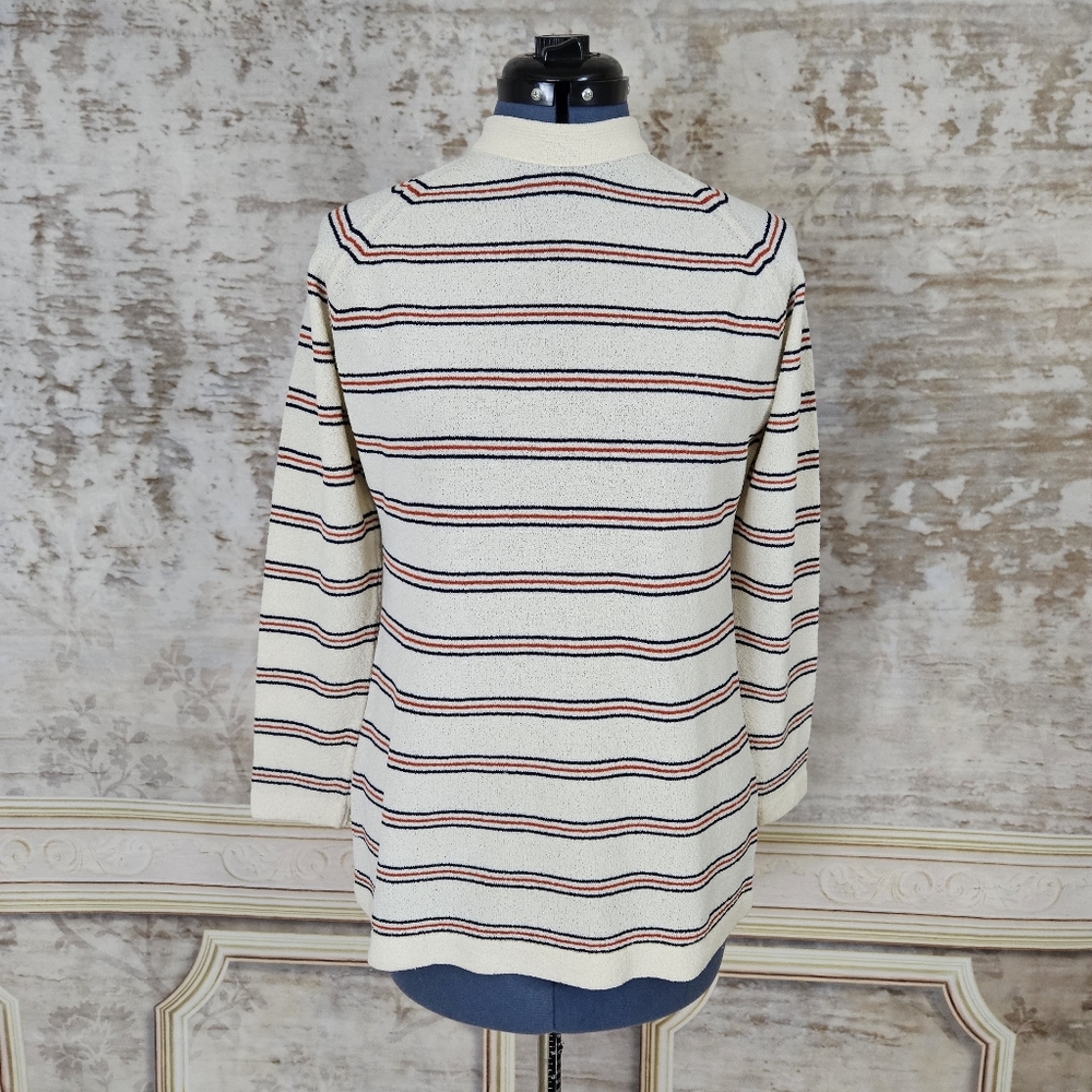 Vintage 70s Pullover Striped Top S Women's S vtg 1970s Academia Mod Beatnik - Picture 2 of 6